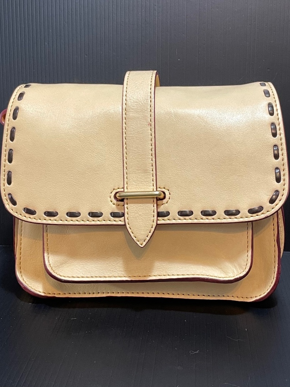 Vintage Dooney & Bourke Florentine Leather Cream Crossbody Binocular Purse